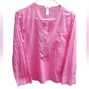 Old Navy Top | Pink Long Sleeve | Rhinestones | Indian Style | Cotton | Size L